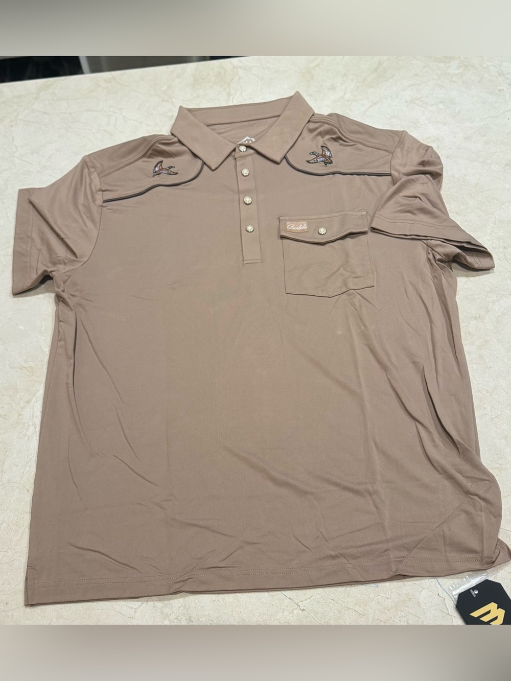 BURLEBO Men's Polo in Taupe Brown